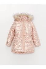 LC Waikiki Girls' Printed Hooded Coat