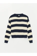 LC Waikiki Crew Neck Striped Long Sleeve Girl's Crop Knitwear Sweater