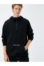 Koton Hooded Half-Zip Sports Sweatshirt Kangaroo With Pocket