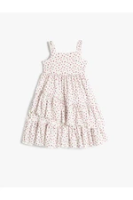 Koton Strapless Ruffle Detailed Dress with Flowers, Textured Pleated