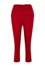 Trendyol Curve Red Woven Gold Button Detailed Trousers