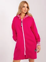 Fuchsia long sweatshirt with zipper