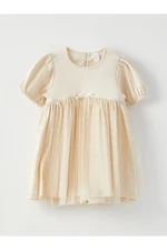 LC Waikiki Crew Neck Short Sleeved Tulle Skirt For Baby Girl Dress