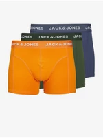 Sada tří pánských boxerek v modré, zelené a oranžové barvě Jack & Jones