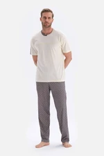 Dagi Off-White Short-Sleeved Knitted Pajamas Set