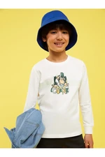 LC Waikiki Crew Neck Nostalgic Monkey Print Long Sleeve Organic Cotton Boy T-Shirt.