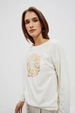 Printed Moodo Long Sleeve Blouse - White