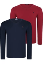 DOUBLE SET T8587 DEWBERRY V-NECK MEN'S SWEATSHIRT-NAVY-BURGUNDY