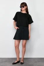 Trendyol Black Parachute Skirt Detailed Crew Neck Mid Knitted Tshirt Dress