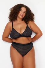 Trendyol Curve Black Mesh Striped Underwear Set