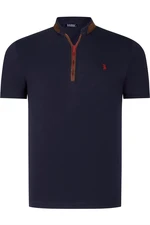 T8571 DEWBERRY ZIPPERED MEN'S T-SHIRT-PLAIN NAVY BLUE