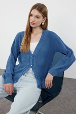 Trendyol Indigo Basic Hair Knitted Knitwear Cardigan