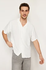 Trendyol White Oversize Fit Summer Short Sleeve Linen Look Shirt