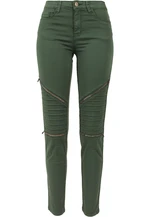 Women's stretch biker trousers - olive