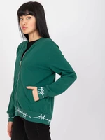 Women's dark green cotton bomber sweatshirt