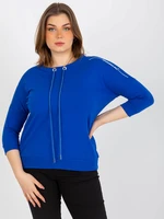 Women's Plus Size Blouse with 3/4 Sleeves - Blue