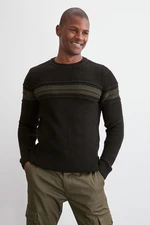 Trendyol Black Wool Long Sleeve Crew Neck Ribbed Sweater