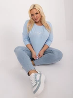 Light blue blouse plus size with slits