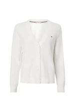 Tommy Hilfiger Cardigan - ORG CO TEXTURE V-NK CARDIGAN white