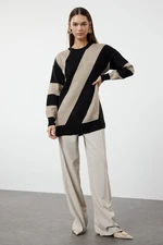 Trendyol Black Stone Color Blocked Knitwear Striped Sweater