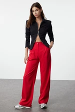 Trendyol Red Wide Leg Pleated Woven Trousers