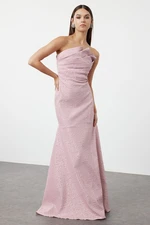 Trendyol Pink Fitted Mermaid Cut Woven Long Elegant Evening Dress