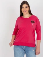 Fuchsiová dámská halenka plus size s aplikací