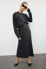 Trendyol Anthracite Maxi Knitwear Extra Cardigan Dress