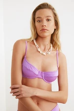 Trendyol Purple Textured Underwire Bikini Top