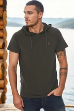 T8570 DEWBERRY HOODED MEN'S T-SHIRT-DARK KHAKI