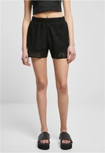 Women's Crochet Lace Resort Shorts in Black