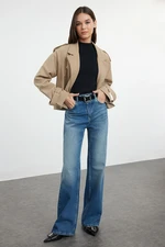 Trendyol Dark Blue Normal Waist Wide Leg Jeans