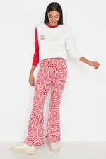 Trendyol Red Zebra mintás Flare/Flare-Flare magas derékú kötött kötött nadrág nadrág