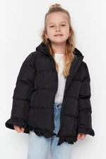 Trendyol Black Girls' Down Jacket with Frill Trim