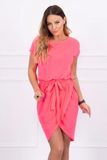 Tied dress with clutch bottom pink neon