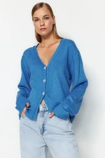 Trendyol Blue Wide Fit puha texturált kötöttáru Cardigan