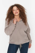 Trendyol Curve Stone Lace Detailed Knitted Fleece Sweatshirt