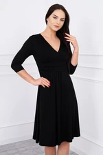 Dress with underbust neckline, 3/4 sleeves black