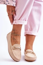 Classic suede loafers with Amera Beige decoration