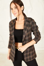 armonika Women's Mink One-Button Plaid Jacket