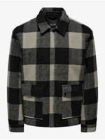 Grey-black mens plaid shirt jacket ONLY & SONS Connor - Men