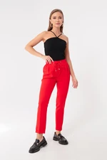 Lafaba Women's Red Carrot Pants with a Lace-Up Waist