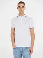 White Mens Polo T-Shirt Tommy Hilfiger 1985 Tipped Slim - Men