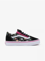 Black Girly Flowered Sneakers VANS UY Old Skool Zipper - Girls