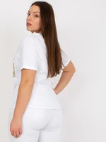 White cotton blouse of larger size with pocket