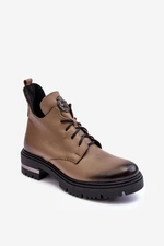 Women's leather flat boots Beige Lemar Charline