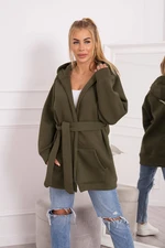 Insulated raincoat with khaki waist tie