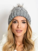 Winter gray hat with pompom