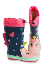 Denokids Heart Unicorn Girls' Navy Blue Pink Rain Boots