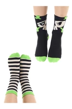 Mushi Pirate Boys Boys Striped Black and White Crewneck Socks 2 Pairs Set